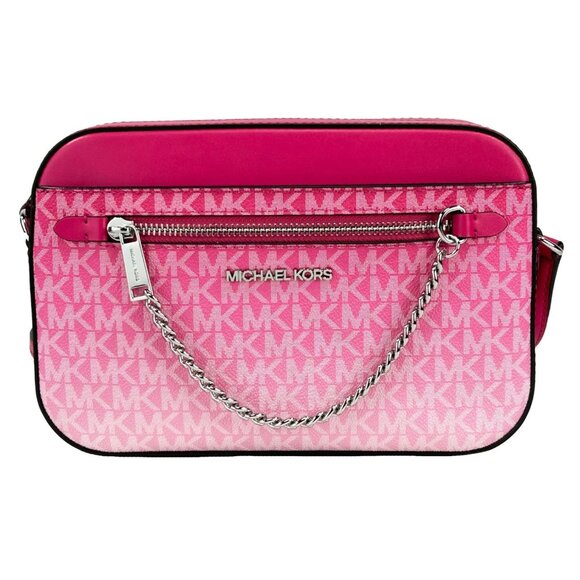 NEW Michael Kors Jet Set Large East West Zip Chain Crossbody Large Dragon Fruit - Picture 1 of 5